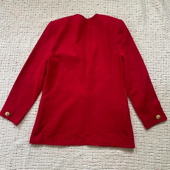 Vintage Red Blazer with Gold Accents - Size 10 - Picture 2 of 5